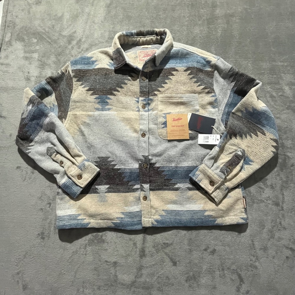 Brooklyn Cloth Shacket Mens Large Multi Southwestern Boxy Fit BKM432F